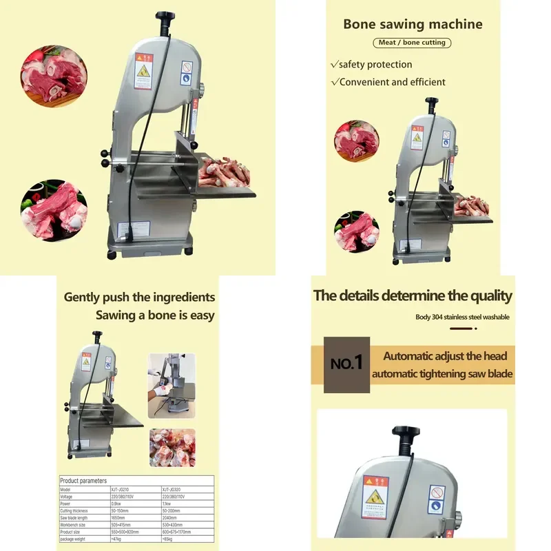for Bone Sawing Machine Electric Meat Cutter Poultry Fish Chopper Kitchen Food Processor Stainless Steel Blade Heavy Duty