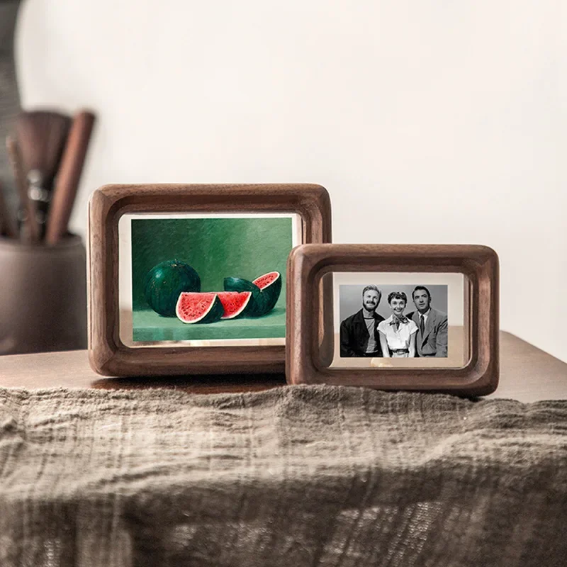 Premium Solid Walnut Double-Sided Transparent Photo Frame High-Quality Wooden Picture Frame for Home Decor