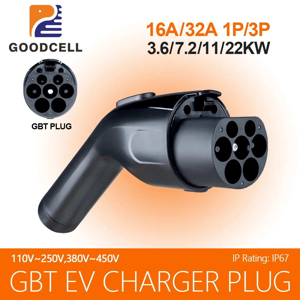 GOODCELL GB/T Plug for Electric Car Accessories GBT 16A 32A 1/3P EV Charging Plug EVSE Charger Connector