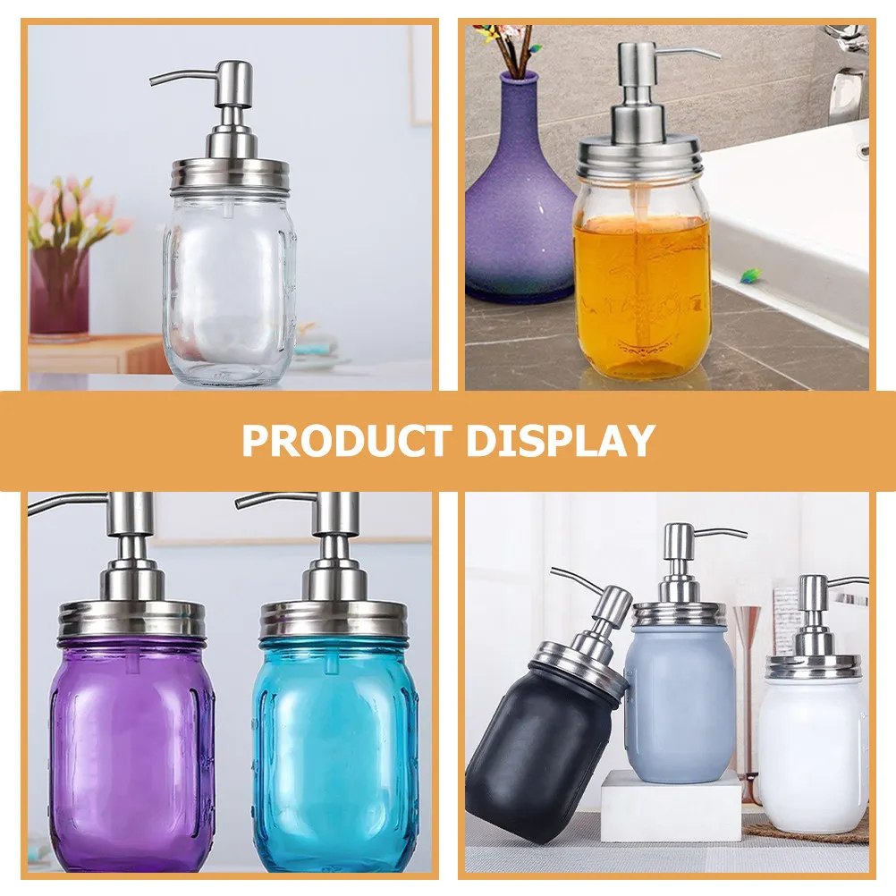 

4Pcs Lotion Dispenser Pump Lid Mason Jar Soap Bottle Pressing Pump High Efficiency Stainless Steel Replacement for Kitchen