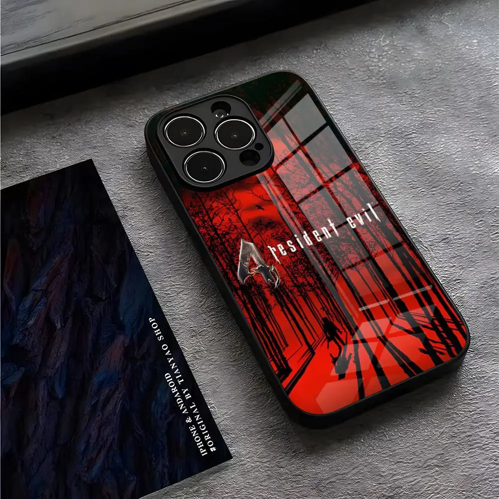 RESIDENT-EVILS Phone Case For IPhone 15 Pro Max 14 Pro 12 11 13 Mini X XR XS 16 Plus SE Tempered Glass Back Cover