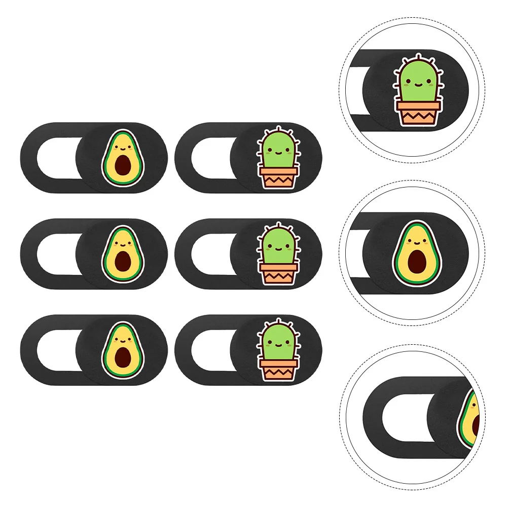 6pcs Webcam Cover Slide For Laptop Tablet Pc Camera Protection Anti-Peeping Privacy Slider Cartoon Avocado Design Easy Install