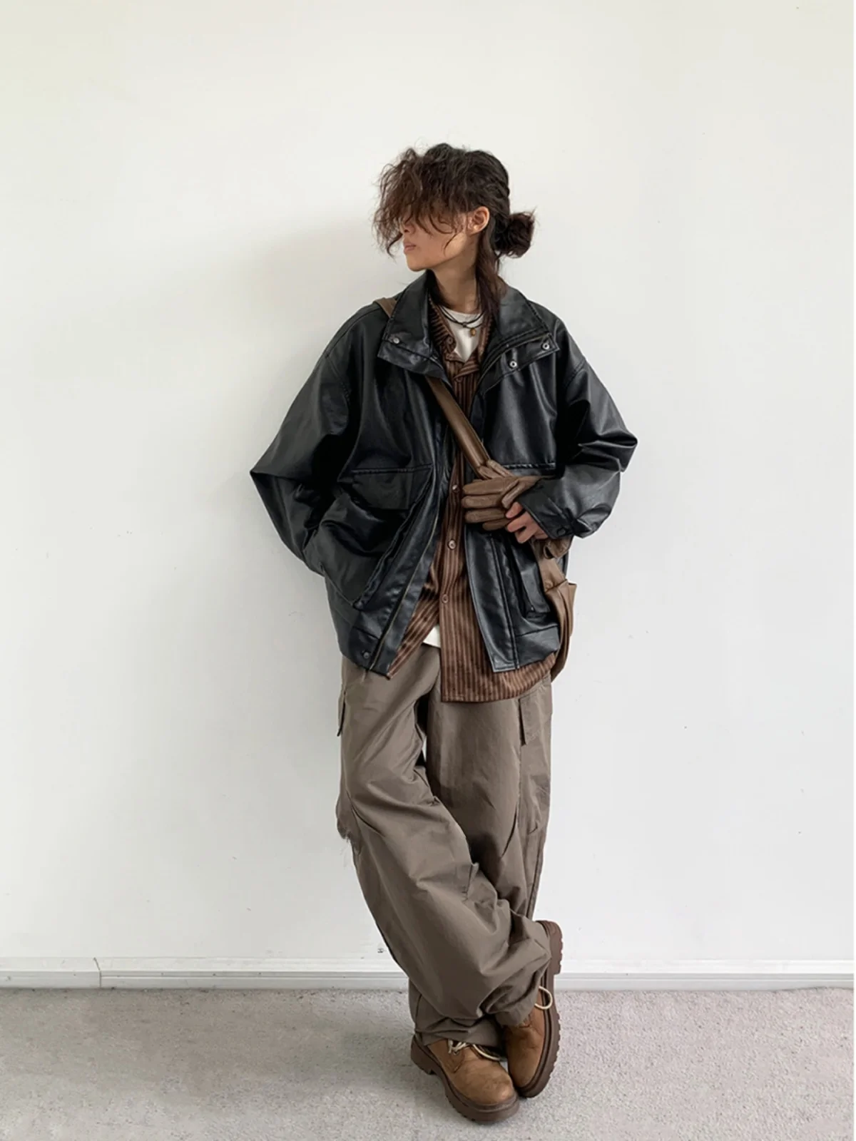 Jesienny Japoński Styl Retro Skórzany Płaszcz Luźny Krój Casualowy Podstawowy Styl Elegancki Damski Męski Studencki Modny Markowy Płaszcz