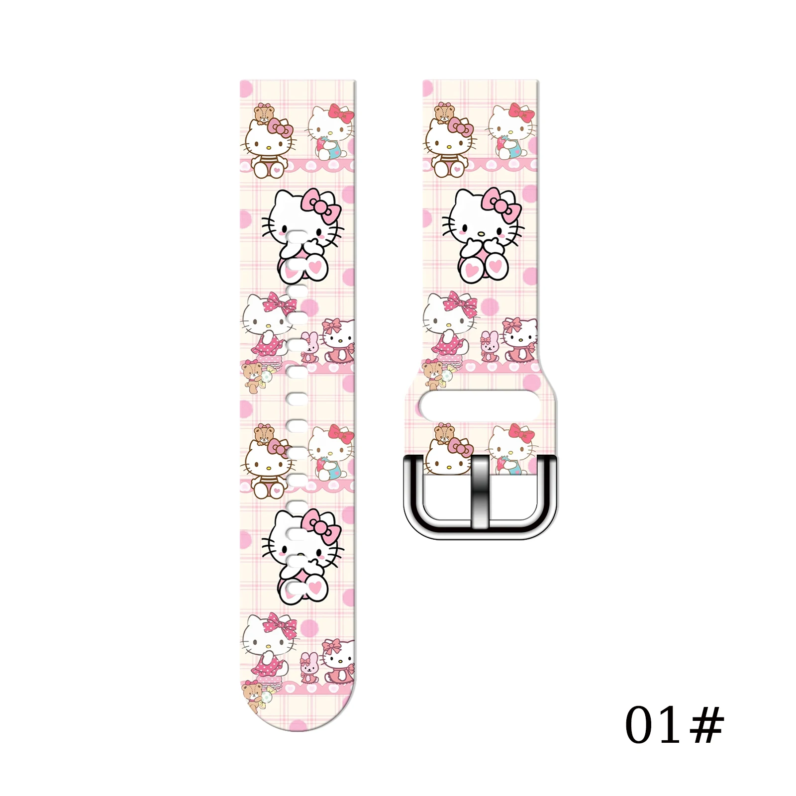 

MINISO 20mm KT Cat printed watch strap for Samsung Galaxy Watch 7 6 5 40mm Band Replaceable Bracelet for Xiaomi Huawei Watch