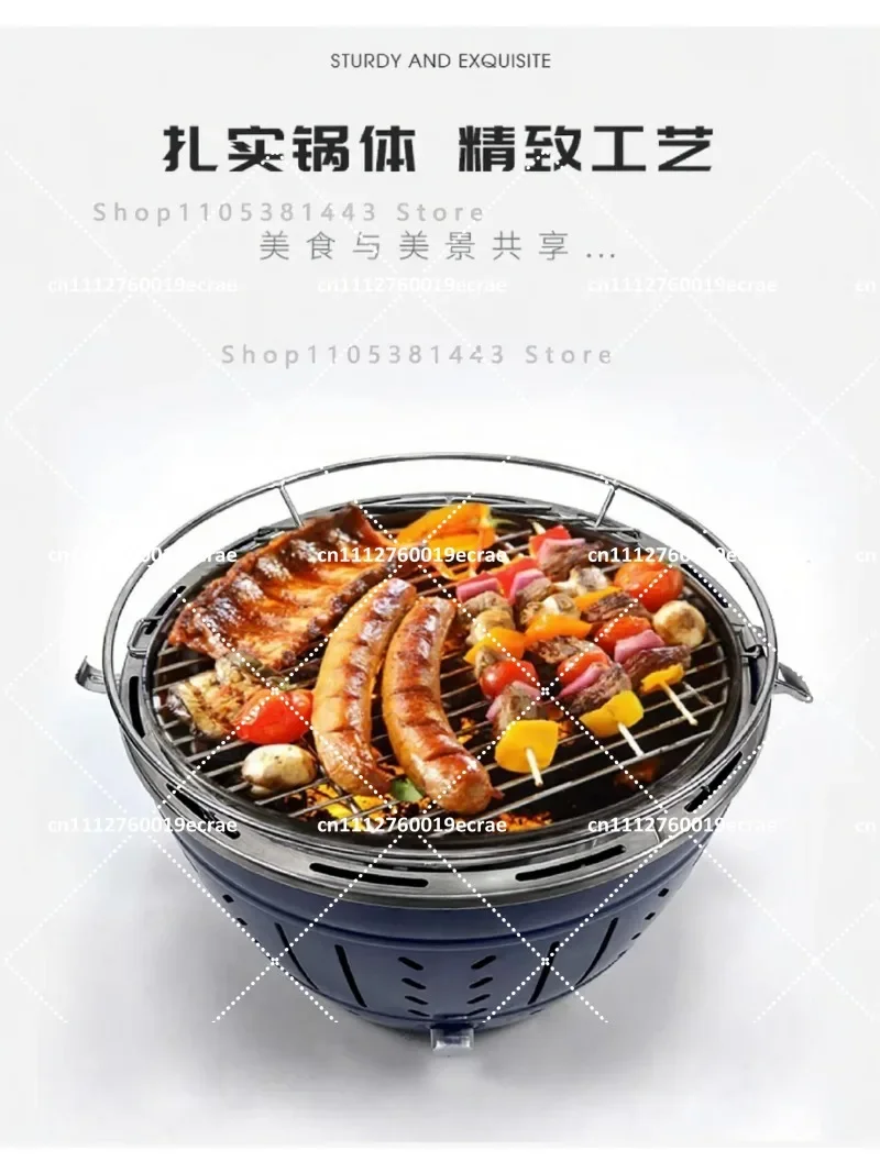 Lotus Portable Charcoal Grill with Internal Fan Smokeless Anti-Scalding Outdoor BBQ Grill for Camping