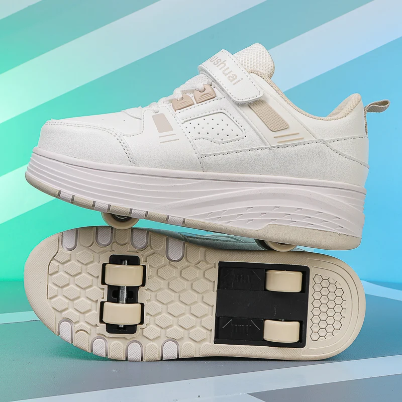 

Модная обувь для девочек, мальчиков, детей и взрослых: 4-колесные невидимые кроссовки с автоматическим выдвижением и роликовые коньки.