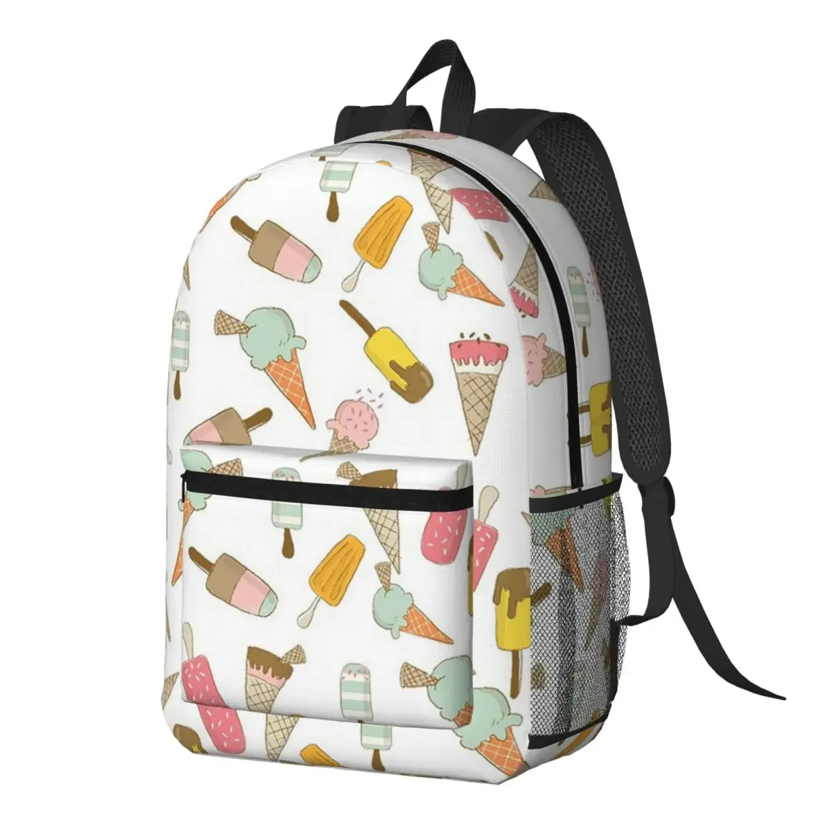 Cute Ice Cream And Cone Pattern Backpack Daypack Large Capacity Boys Girls BookBag School Bag Shoulder Bags for Men Women