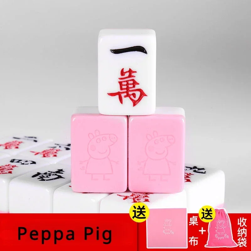 Mahjong Game Pepa Pig Sanrio Hello Kitty Mahjong Board Game Set Entertainment Playing Cards Portable Doraemon Mahjong Gioco Toys