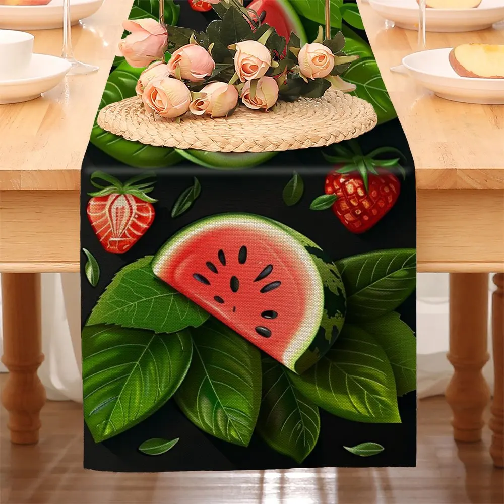 1 Piece Watermelon Table Runner, Suitable for Farmhouse, Indoor, Kitchen, Celebrations, Table Decoration, Restaurant and Banquet Decoration Supplies