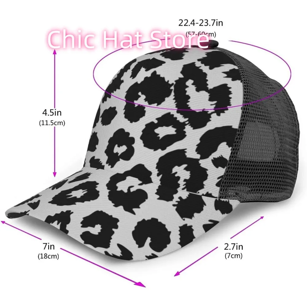Ponytail Baseball Cap for Women Men Adjustable Mesh Trucker Ponycap Quick Drying Sport Hat-Similar To Leopard Print
