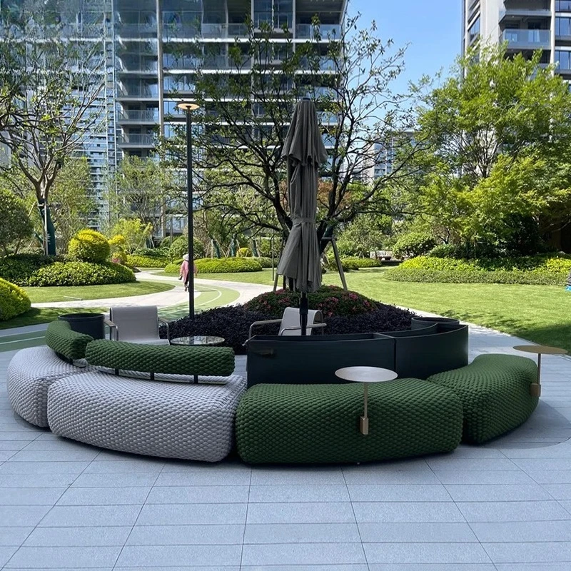 

Curved outdoor sofa hotel villa community color splicing sofa creative design cloud sofa combination furniture