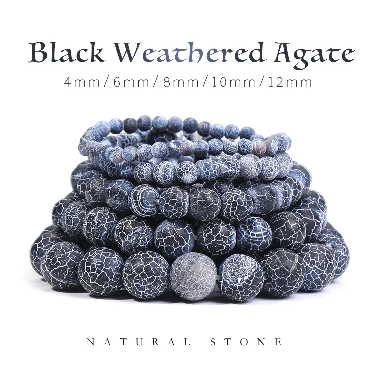 Black Weathered Agate Beads Cracked Vein Agate For Jewelry Making Diy Necklace Bracelet Earrings Accessories