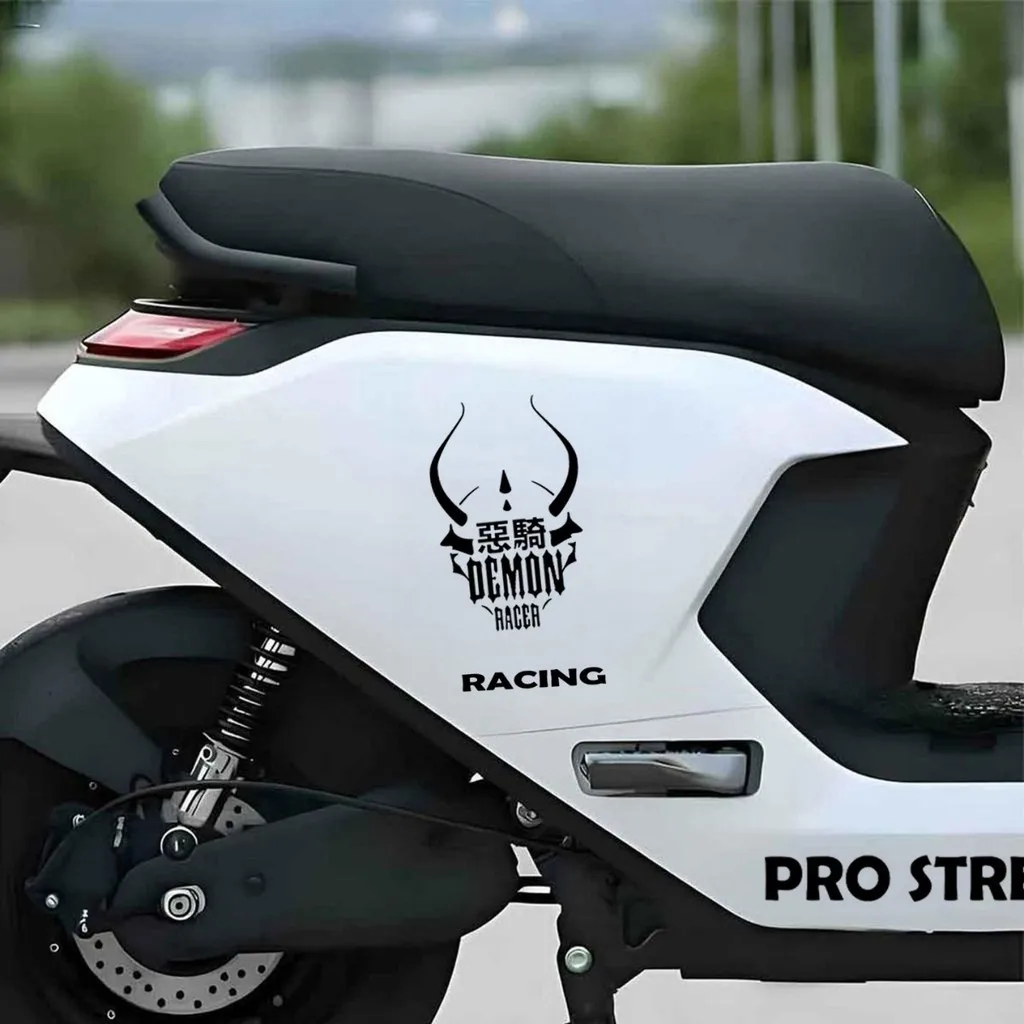 Demon Racer Motorcycle Sticker Waterproof Vinyl Racing Decal for Honda Yamaha Suzuki Scooter Helmet Decor Sticker