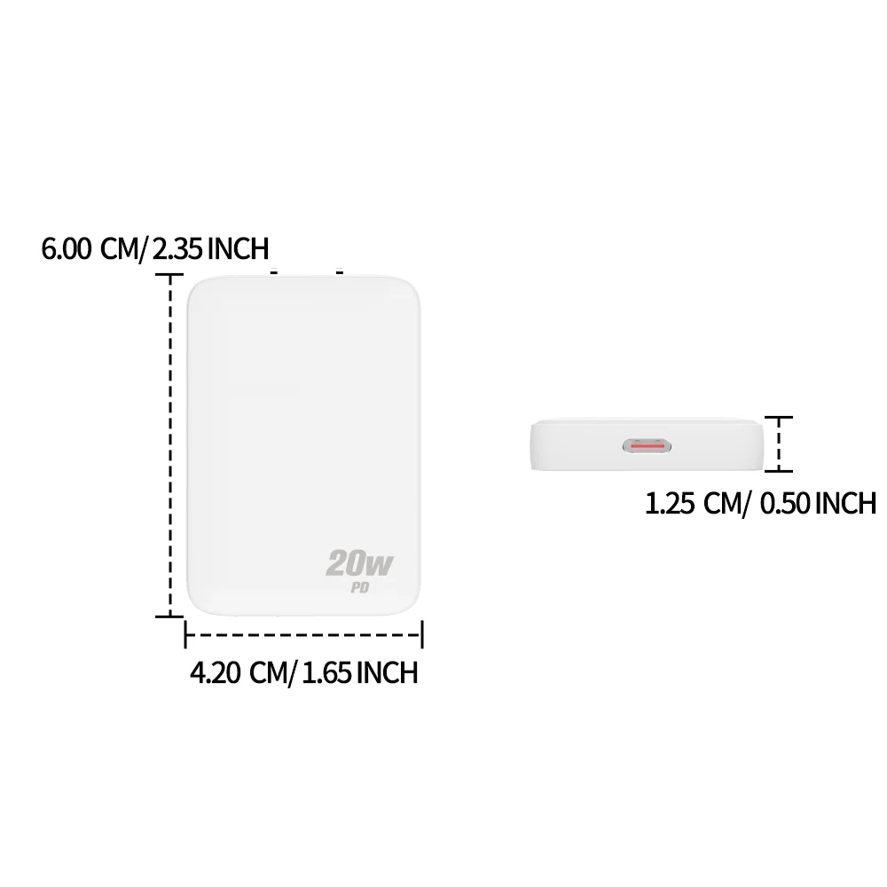 20W Ultra-Thin USB-C PD Fast Portable Charger  Wall Charger PD QC for iPhone 17 16 15 14 Pro Max Samsung S25 S24 S23 S22