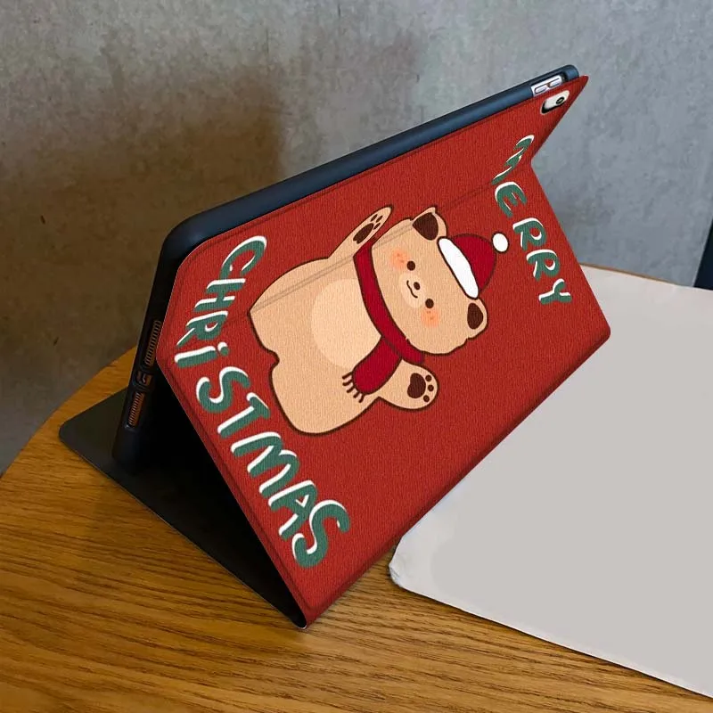 حافظة دمية دب لطيفة لعيد الميلاد لجهاز iPad Air Mini Pro 7 6 5 9.7 11 10.5 12.9 تابلت للنوم/الاستيقاظ التلقائي #2