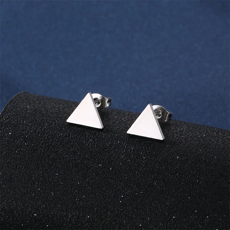 Stainless Steel Necklaces earrings set Fashion Pendant Style Geometric Triangle Chain Necklace Women Jewelry Party Friend Gifts