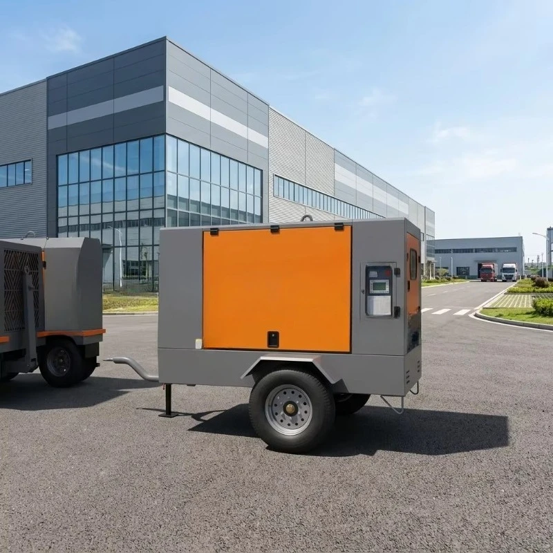 Industrial 420CFM 7bar Portable Screw Compressor Pump 88kW Air Cooled 2 Wheel Model 95SCY-7 Zhilian Mining Rock Drilling