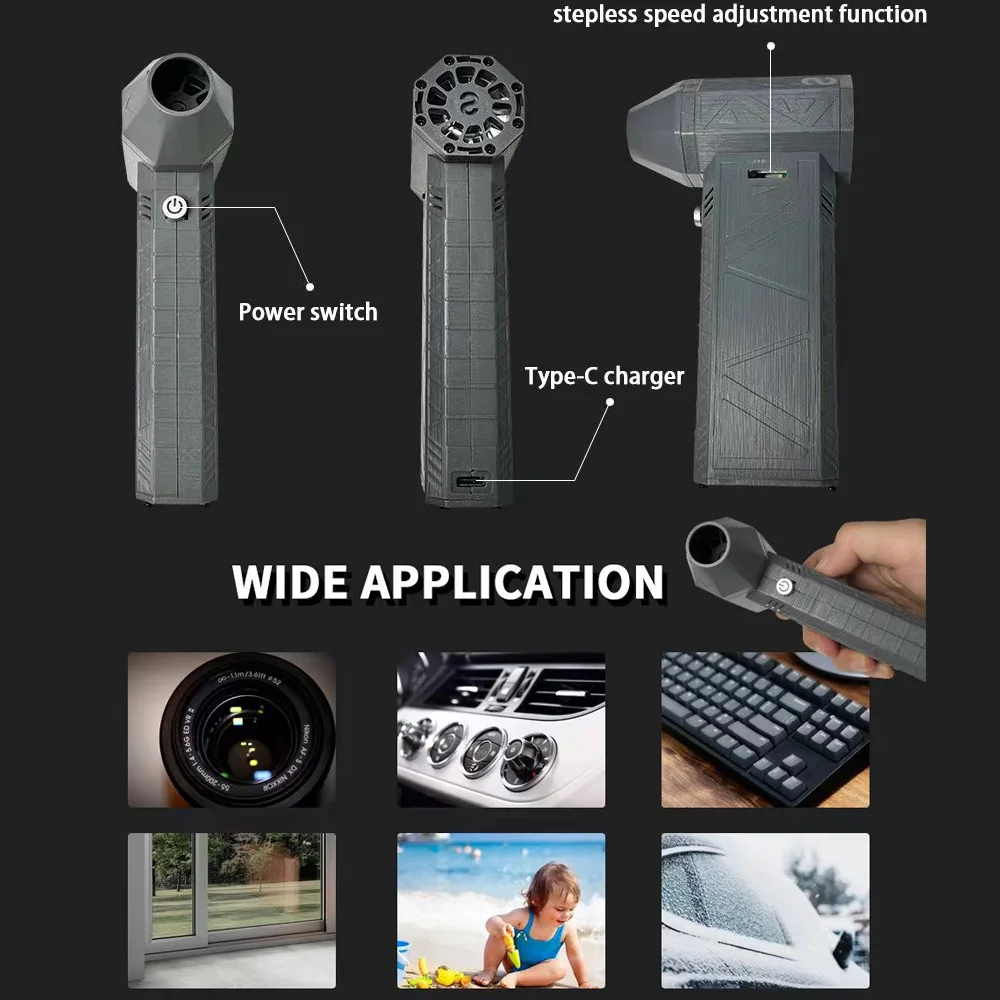 Mini Turbo Jet Fan 52m/s Turbo Violent Fan 130000 RPM Rechargeable Powerful Blower