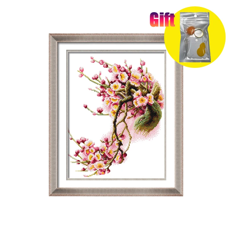 Spring cross stitch diy needle kit Plum blossoms blooming in winter punto de cruz kit completo begginer stamped cross-stitch