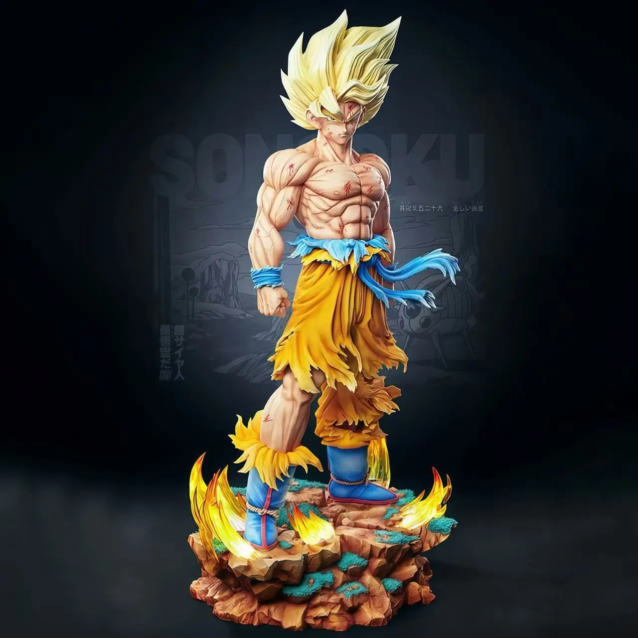 

35cm Dragon Ball Anime Figures Chu Chao Battle Damage Goku Action Figure Models Pvc Statue Toys Decoration Collect Kids Gifts