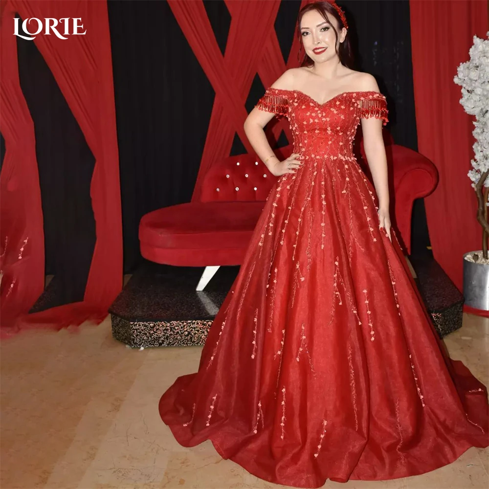 

LORIE Elegant Lace Formal Evening Dresses For Wedding Off Shoulder A-Line Appliques Prom Dress Bridesmaid Pageant Party Gowns