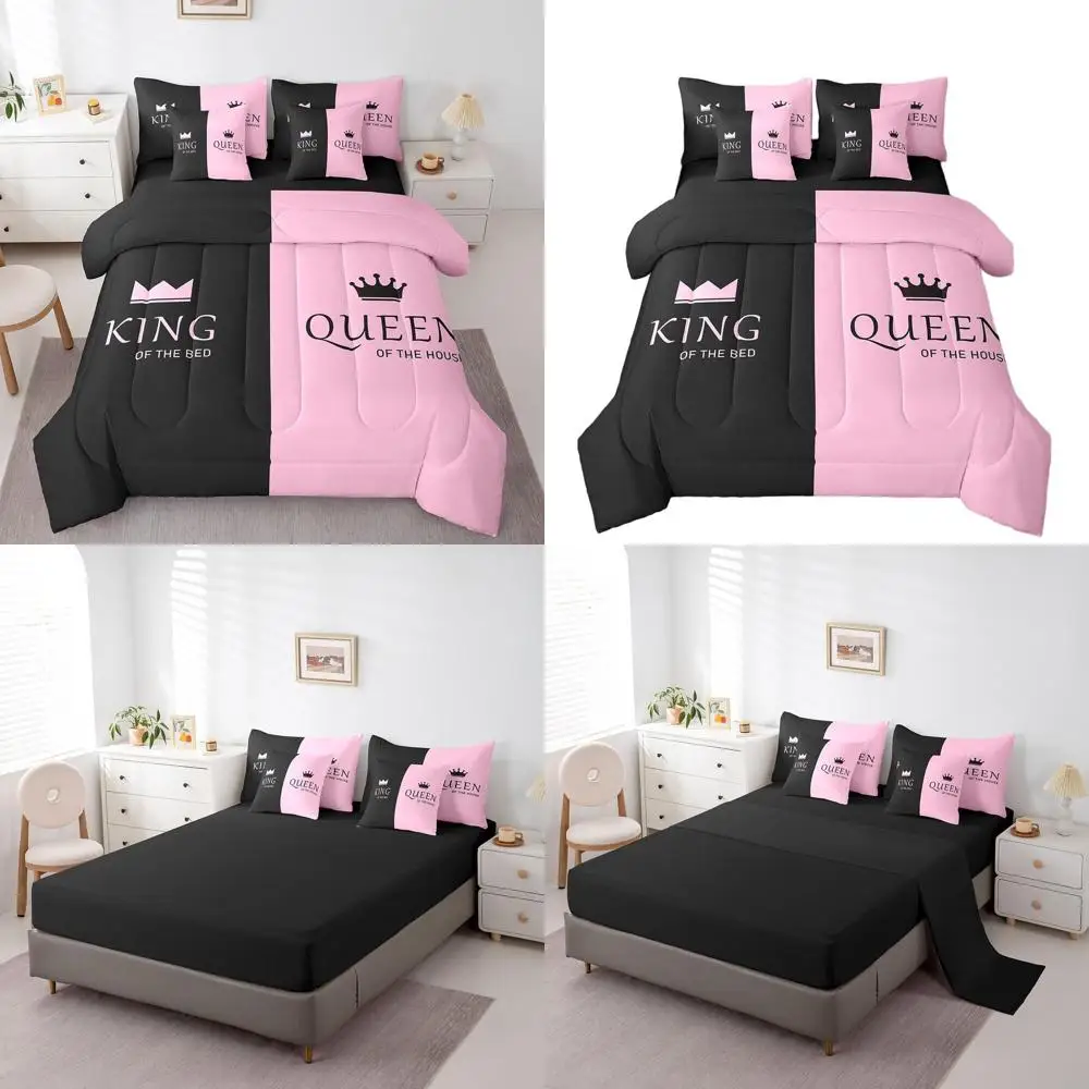 

Комплект постельного белья Queen King Queen King из 7 предметов с одеялом, простынями и наволочками на День святого Валентина