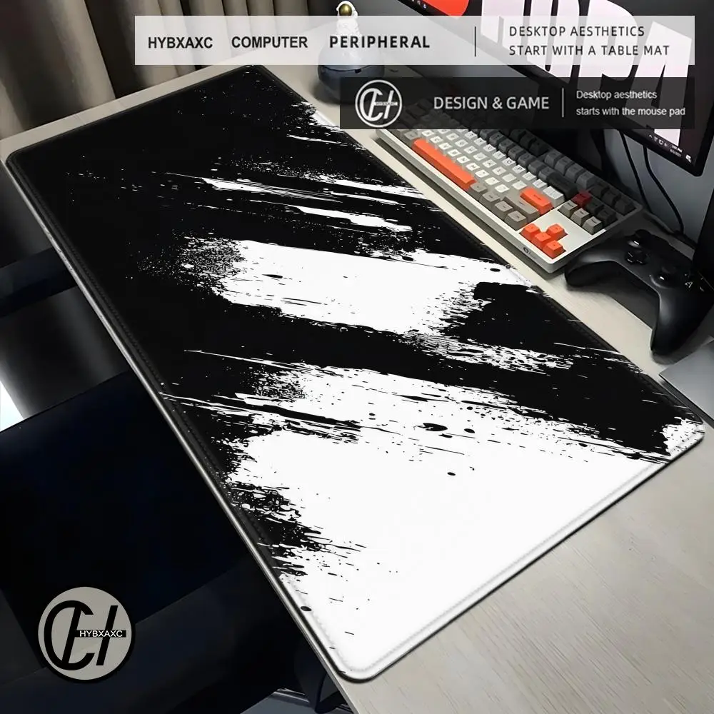 

Черно-белый игровой коврик для мыши с абстрактной жидкостью, большие офисные аксессуары, коврик для мыши Xxl, ковер для мыши, компьютерный коврик, игровая настройка