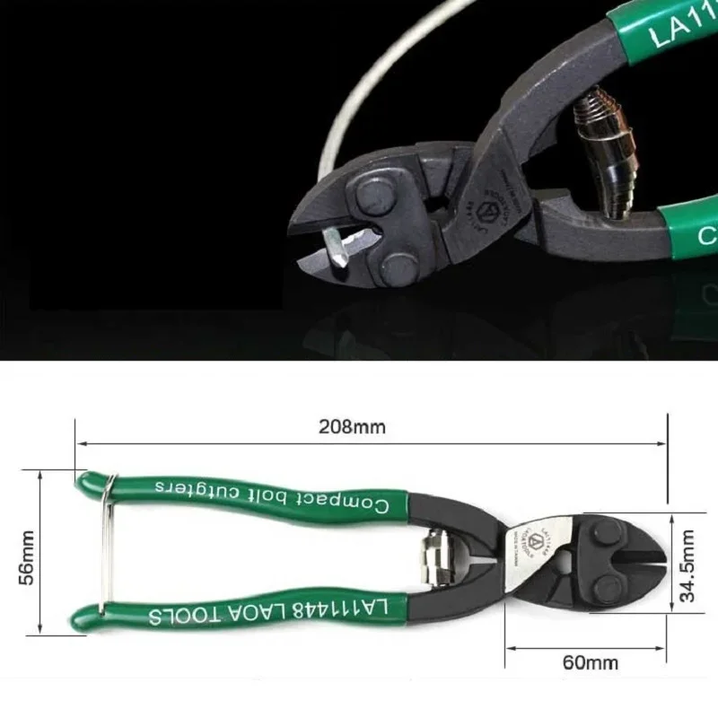 LAOA 8 inch Handheld Wire Cutter Industrial Cr-Mo Steel Cutter Pliers Compact type Bolt Cutter  Made in Taiwan