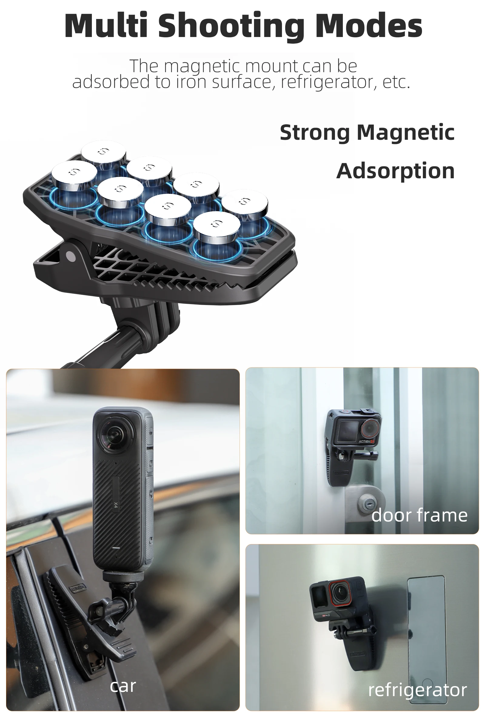 

For DJI Action5Pro visor clip vigorously backpack clip for Insta360 X4 magnetic holder