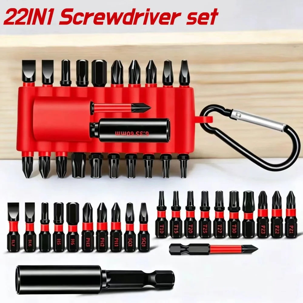 PRO 22-teiliges Schlagschrauber-Bit-Set mit Organizer-Hülle, 25mm Magnetische S2-Stahl Multi-Schraubendreher-Bits und 1 Stück Bithalter – Detail 1