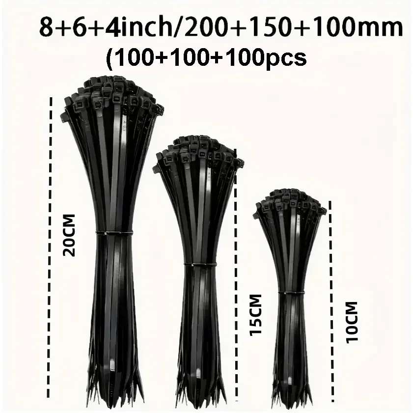 300pcs Plastic Clamping Collar Cable Tie Clamping Scratch Cable Attache Cable Velcro Self Locking Nylon Cables Ties Fastening