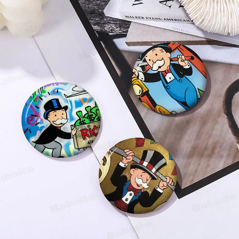 Dollar Alec Monopoly cartoon 58mm Cute Series Pins Badge Interesting Cartoon Animals Brooches Backpack Clothes Gift Accessory