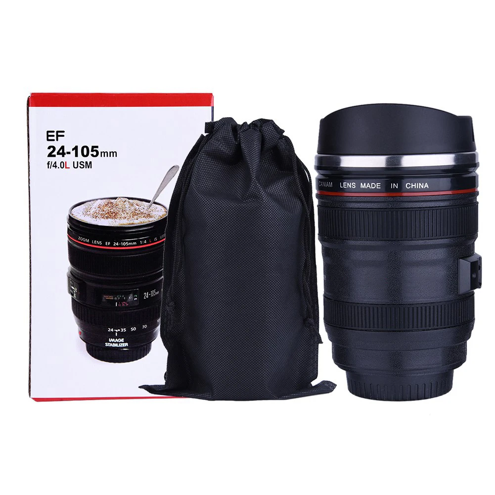 Stainless Steel Camera Coffee Lens Mug Black Coffee Cup Unique Mugs Gift Travelling Flask Tumbler Thermal Insulation Drinkware