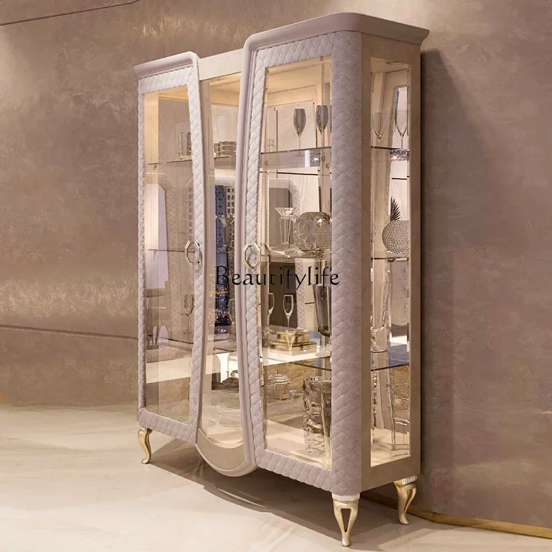 

FG10Wine cabinet new glass door display cabinet Hong Kong style light luxury