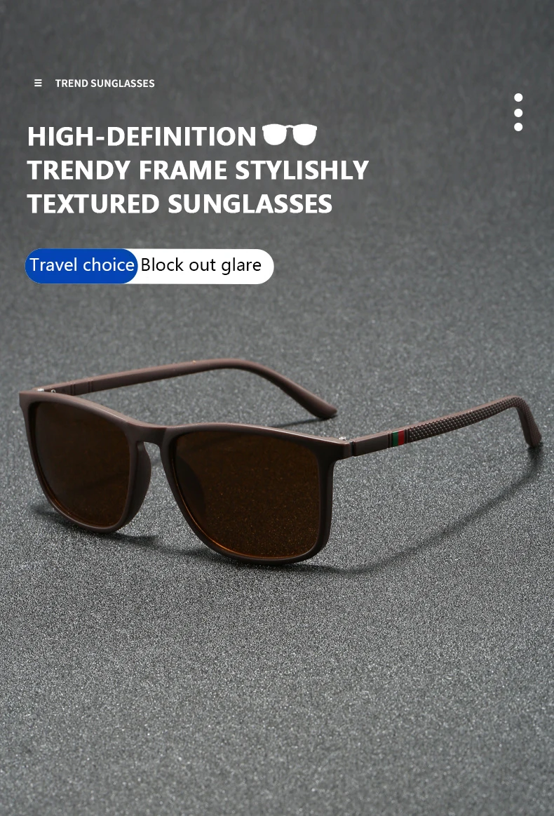 Mjyiwang Herren-Sonnenbrille, matt, quadratisch, polarisiert, UV400, blaue Spiegellinse, blendfrei, für Autofahren, Angeln, Reisen, Outdoor-Brillen – Detail 1