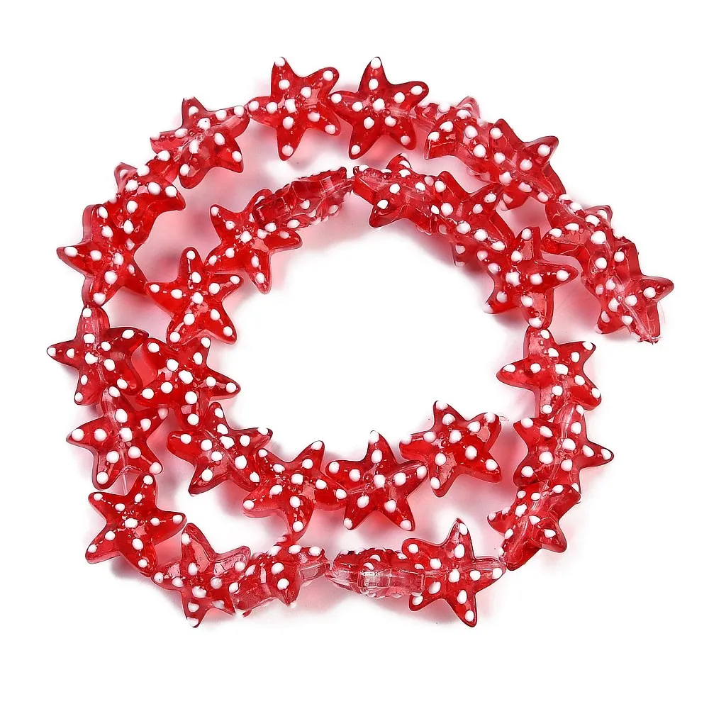PandaHall 2 Stränge handgefertigter Lampwork-Sternperlen, Polka-Dot-Muster in gemischten Farben für DIY-Halsketten-, Armband- und Schmuckgeschenke. – Detail 23