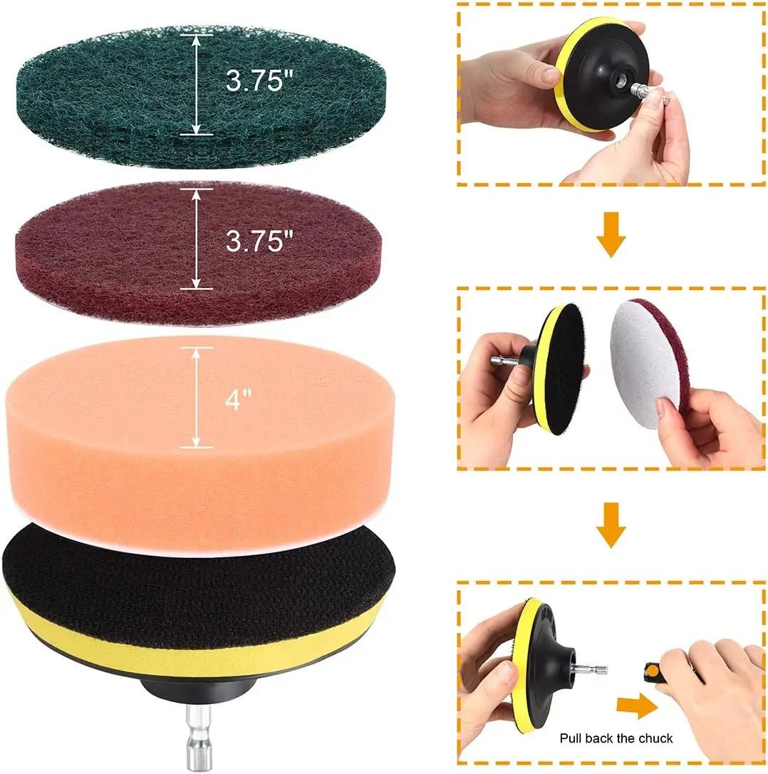 12 Piece Electric Rotary Cleaning Brush Sets Compatible Fast Drilling Machine Cordless Attachment Power for Cleaning Kitchen Car