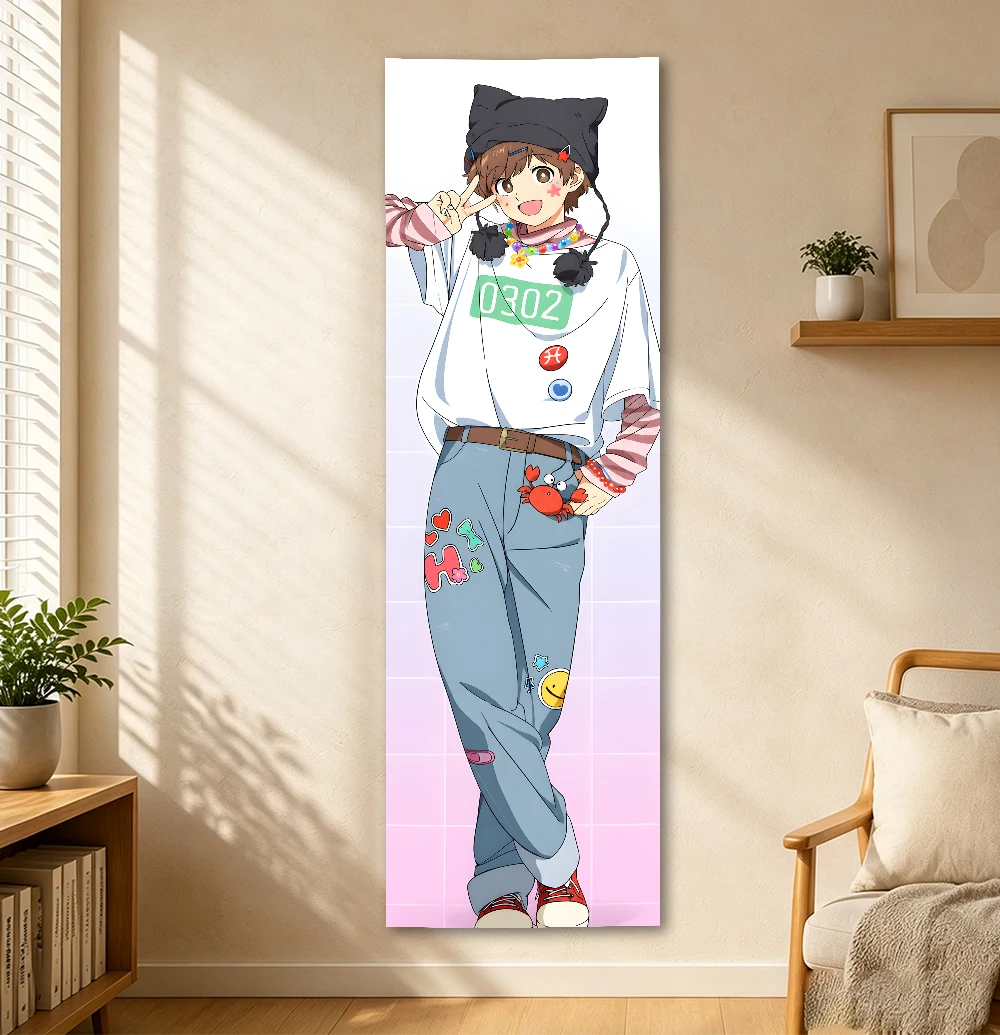Ganbare Nakamura-kun Long Vertical Tapestry, Trend Outfit Anime Character Wall Hanging for Doorway Bedroom Dorm Narrow Wall Deco