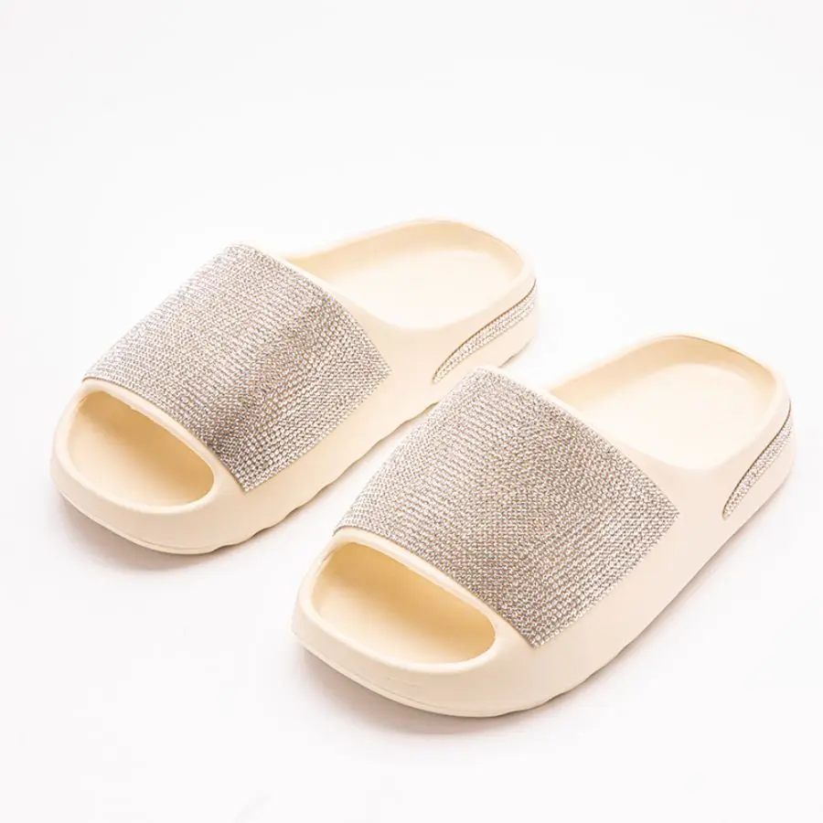 Fashionable summer rhinestone super flash personalized diamond single sequined sandals for men and women