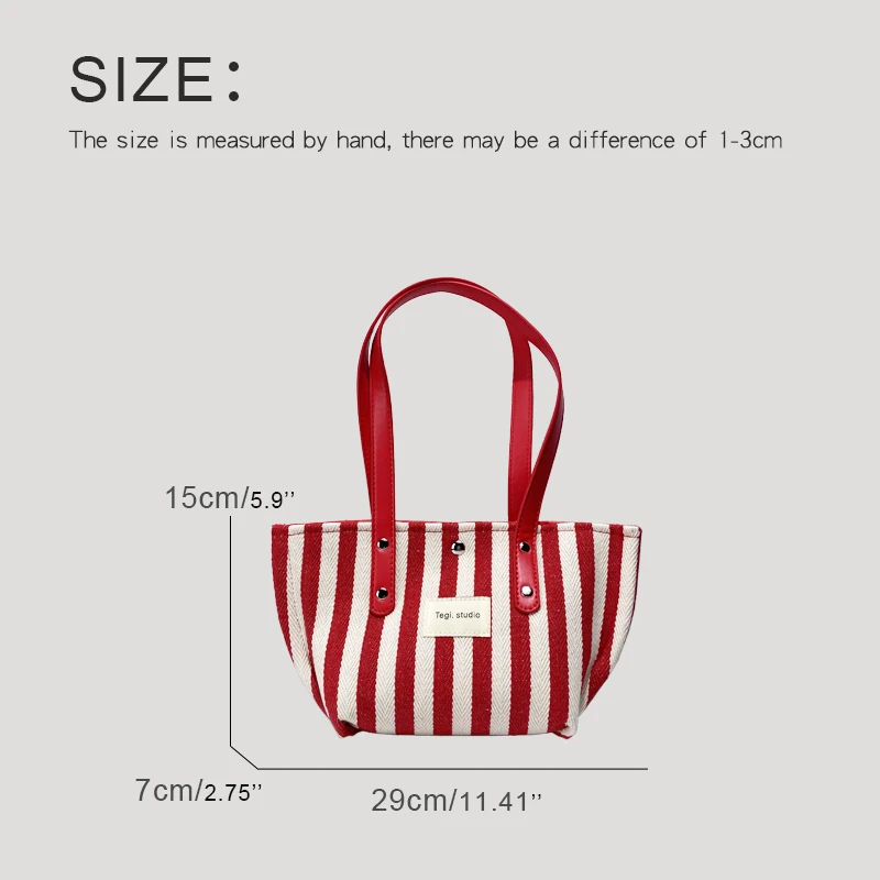 Japan Style Striped Canvas Bags For Women Luxury Designer Handbags And Purses 2024 New In Letters Small Underarm Cloth Shoulder