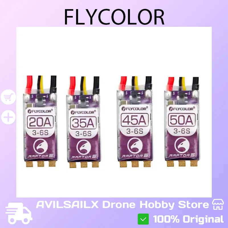 

FLYCOLOR Raptor5 20A-50A 32Bit ESC | 3-6S Brushless Speed Controller for FPV Racing Drone