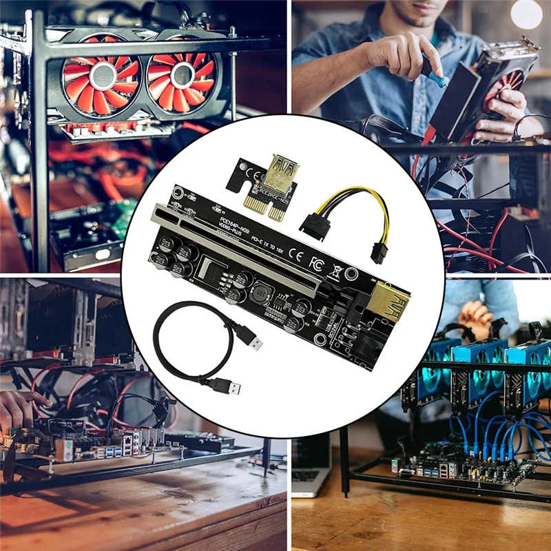 

A13E-VER009S Plus PCI-E Riser Card 009S Plus PCIE X1-X16 4Pin 6Pin Power USB 3.0 Cable For Graphics Card GPU Miner Mining