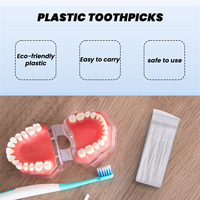 50 Pcs Plastic Toothpicks 2 Way Tooth Picks Interdental Brush Cleaners Portable Box Random Color GSY