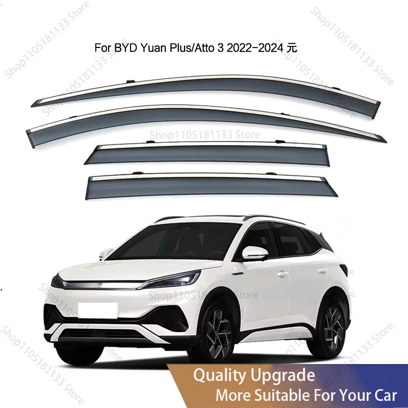 Door Window Vent Deflector Rain Shield Weather Visor Guards For BYD YUAN PLUS/ATTO 3 2022-2024