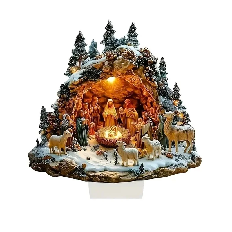 2d elegante acrílico decoração de natal casa de neve & cena de rena ornamentos de escritório em casa festivo quente festa presente foto adereços