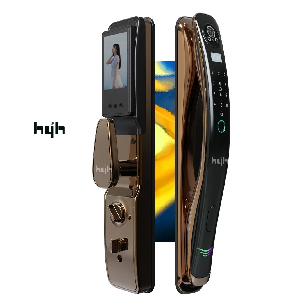 005hyh Factory Competitive Price 3D Face Recognition Tuya WIFI APP Control Fingerprint Automatic Smart Lock For Home Main Door