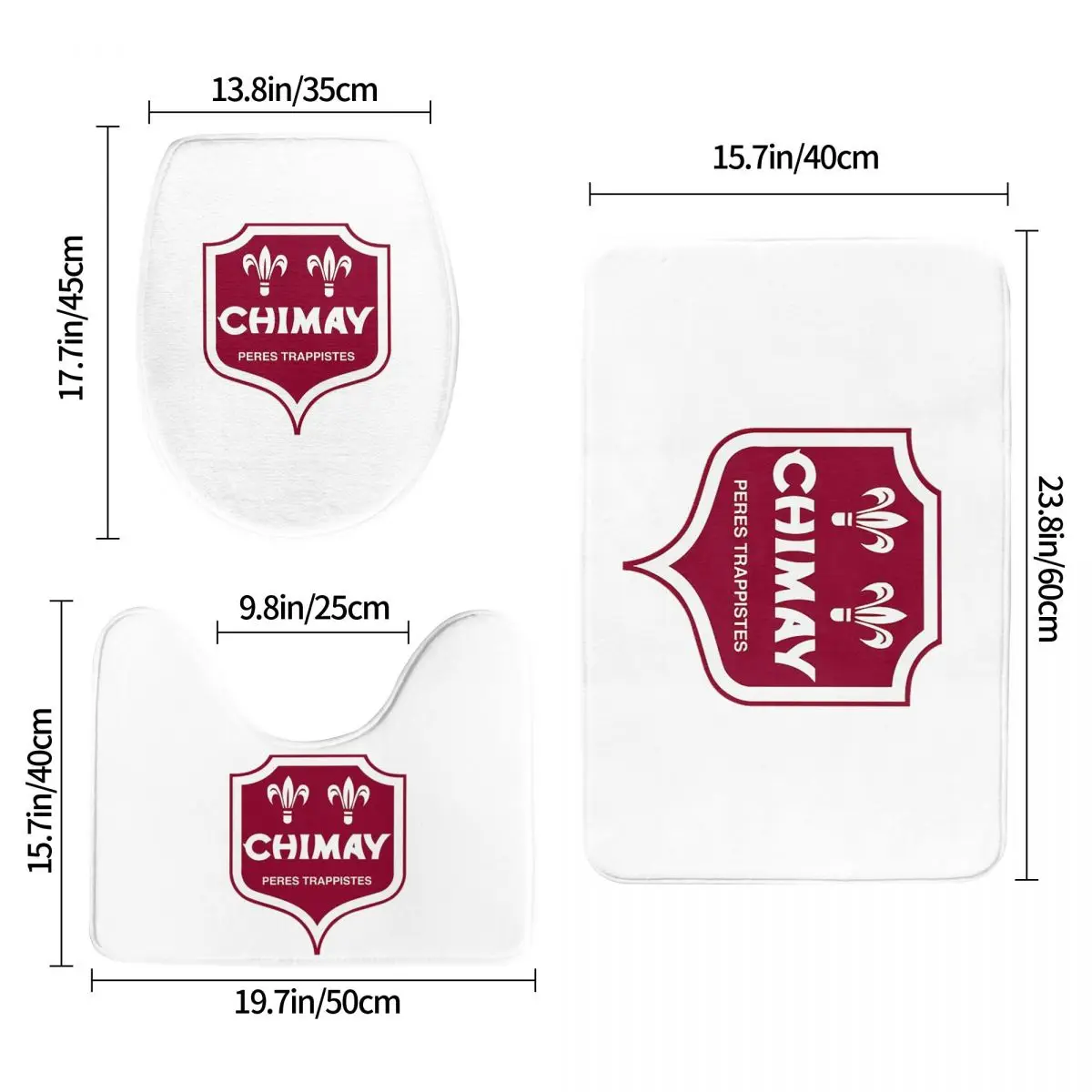 Chimay 3 Piece Bath Mat Bathroom Set Toilet Lid Cover Home Decor Non-Slip Carpet Floor Rug - view 3