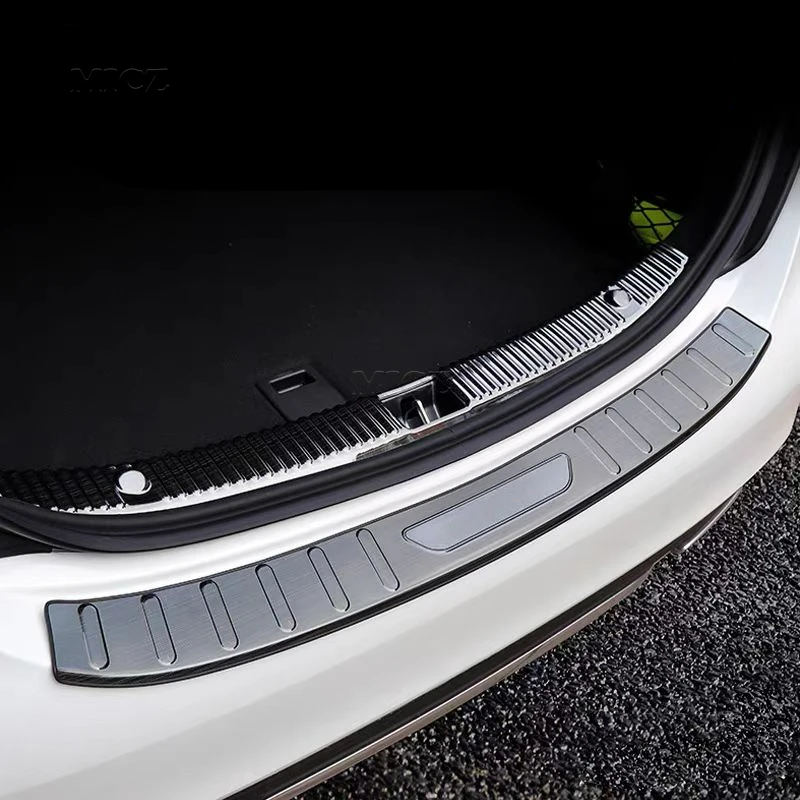 For Mercedes Benz C-Class W205 C200L 260L 2015-2021 Car Stainless Rear Bumper Protector Trunk Door Plate Cover Trim