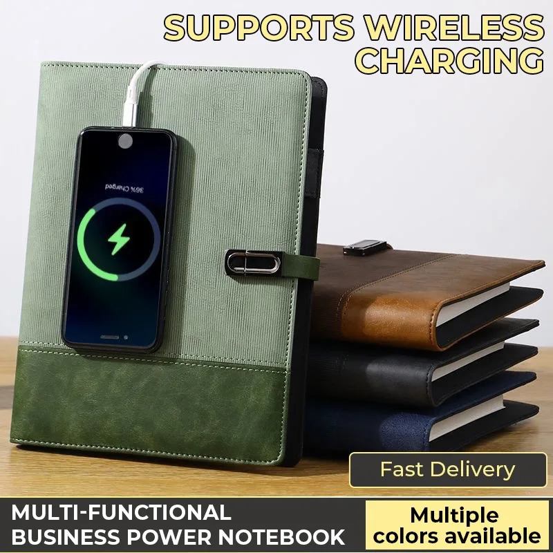 دفتر ذكي شحن لاسلكي 8000 مللي أمبير في الساعة مزود طاقة للطلاب مصمم رجل الأعمال تسجيل الملاحظات بلوتوث الكتابة المفكرة #2