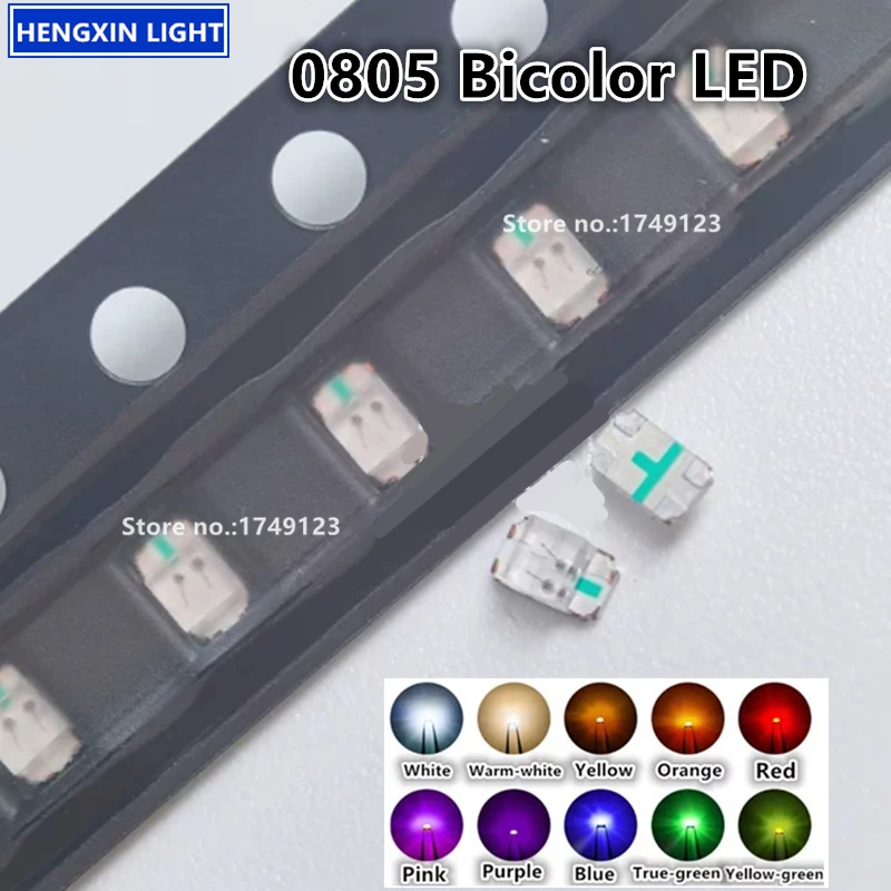 Super Bright 0805 Bicolor SMD LED, Red Yellow-green, Red-blue,  Red-white, Com(Common Anode RGB), 2012 Light Emitting Diode